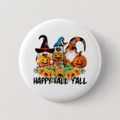 Badge Rond 5 Cm Joyeux automne Y'all Gnome Leopard Gnome Sunflower (Devant)
