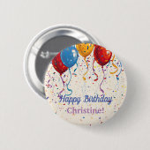 Badge Rond 5 Cm Joyeux Ballons d'anniversaire Conception personnal (Devant & derrière)