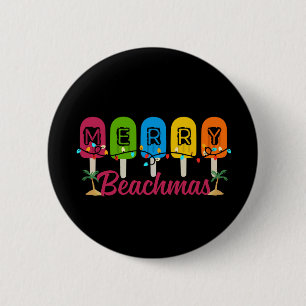 Badge Rond 5 Cm Joyeux Beachmas Noël en juillet