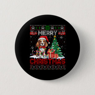 Badge Rond 5 Cm Joyeux Beagle de Noël Amoureux des chiens Ugly Xma