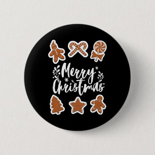 Badge Rond 5 Cm Joyeux biscuits de Noël Pain d'épice Homme Boulang