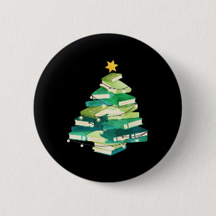 Badge Rond 5 Cm Joyeux Bookmas Livres Sapin Amusement Lecteur Ch