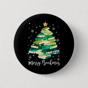 Badge Rond 5 Cm Joyeux Bookmas Livres Sapin Amusement Lecteur Ch
