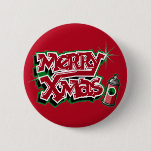 Badge Rond 5 Cm Joyeux bouton de graffiti de Noël