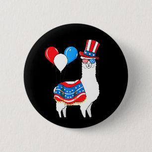Badge Rond 5 Cm Joyeux bouton Llama du 4 juillet