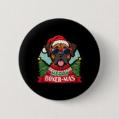 Badge Rond 5 Cm Joyeux Boxer-mas Jote Boxer Chien Noël (Devant)