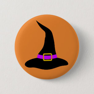 Badge Rond 5 Cm Joyeux Casquette de sorcière Halloween