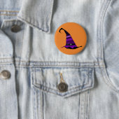 Badge Rond 5 Cm Joyeux Casquette de sorcière Halloween (En situation)