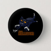 Badge Rond 5 Cm Joyeux chat d'Halloween Chasing souris (Devant)