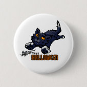 Badge Rond 5 Cm Joyeux chat d'Halloween Chasing souris (Devant)