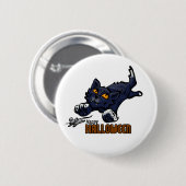 Badge Rond 5 Cm Joyeux chat d'Halloween Chasing souris (Devant & derrière)