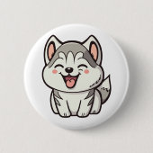 Badge Rond 5 Cm Joyeux chien roux sibérien (Devant)