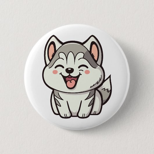 Badge Rond 5 Cm Joyeux chien roux sibérien (Devant)
