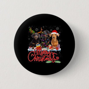 Badge Rond 5 Cm Joyeux Chiens de Noël Chiens de Père Noël Reindeer