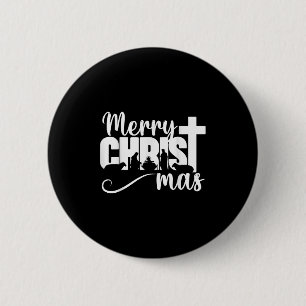 Badge Rond 5 Cm Joyeux Christ Mas chrétien Noël Jésus-Christm