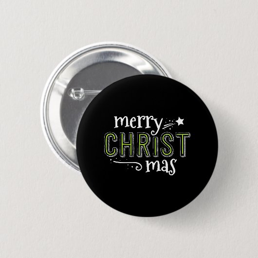 Badge Rond 5 Cm Joyeux Christ Mas Christian Jesus Noël Sud (Devant & derrière)