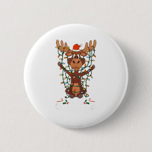 Badge Rond 5 Cm Joyeux Christmoose Noël Mooses Xmas Arbre Lumineux