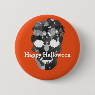 Badge Rond 5 Cm Joyeux crâne d'Halloween
