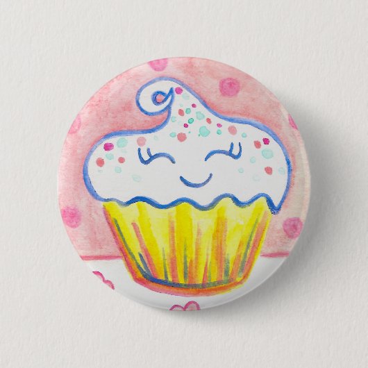 Badge Rond 5 Cm Joyeux Cupcake Valentine Button Pin (Devant)