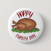Badge Rond 5 Cm Joyeux dindon Jour Thanksgiving Diner Cranberries (Devant)