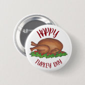 Badge Rond 5 Cm Joyeux dindon Jour Thanksgiving Diner Cranberries (Devant & derrière)