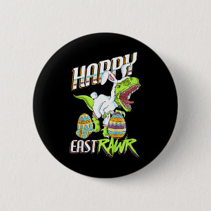 Badge Rond 5 Cm Joyeux Eastrawr Mignon Trex Dinosaure Lapin de Pâq