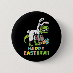 Badge Rond 5 Cm Joyeux Eastrawr Trex Lapin de Pâques Œuf Dinosaure