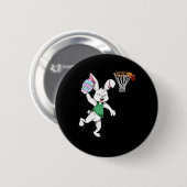 Badge Rond 5 Cm Joyeux enfants de Pâques garçons Bunny Dunk Basket (Devant & derrière)