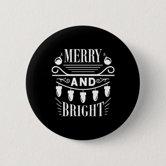 Badge Rond 5 Cm Joyeux et brillant ampoule lumière Noël de Noël (Devant)