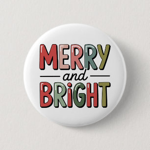 Badge Rond 5 Cm Joyeux et brillant Noël Famille Noël Noël