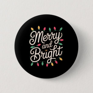 Badge Rond 5 Cm Joyeux Et Lumineux Feux De Noël Cosy Éclairant Hol