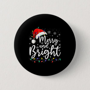Badge Rond 5 Cm Joyeux et lumineux lumières de Noël Père Noël Homm