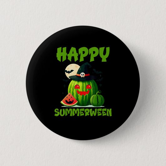 Badge Rond 5 Cm Joyeux été pastèque Jack-O-Lantern (Devant)