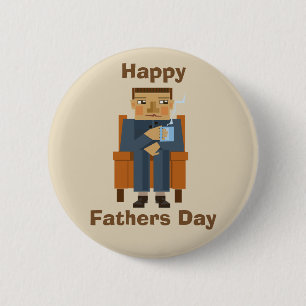 Badge Rond 5 Cm Joyeux Fête des pères homme dans fauteuil avec cou