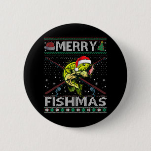 Badge Rond 5 Cm Joyeux Fish Noël B Poisson Pêche de Noël Sweat Pêc