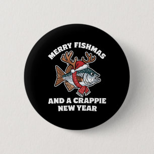 Badge Rond 5 Cm Joyeux Fishmas Et Un Pun De Pêche De Nouvel An Cra