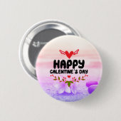 Badge Rond 5 Cm Joyeux Galentine's Day Red Heart & Wings Party (Devant & derrière)