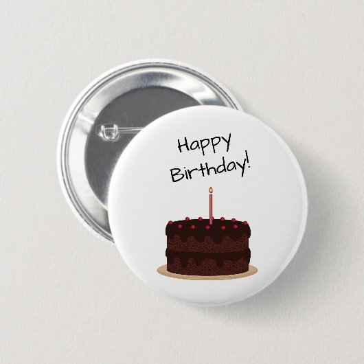 Badge Rond 5 Cm Joyeux gâteau au chocolat d'anniversaire (Devant & derrière)