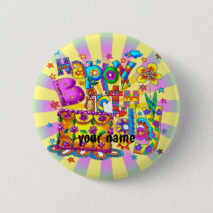 Badge Rond 5 Cm Joyeux gâteau d'anniversaire