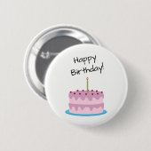Badge Rond 5 Cm Joyeux gâteau rose d'anniversaire (Devant & derrière)