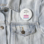 Badge Rond 5 Cm Joyeux gâteau rose d'anniversaire (En situation)