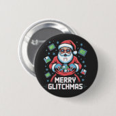 Badge Rond 5 Cm Joyeux Glitchmas Codage Programmeur Santa Noël (Devant & derrière)