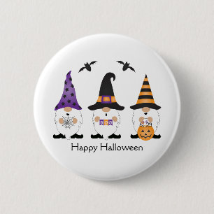 Badge Rond 5 Cm Joyeux Gnomes d'Halloween violet orange