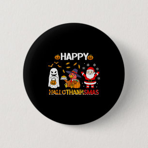 Badge Rond 5 Cm Joyeux Hallothanksmas Funny Halloween Thanksgiving