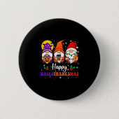Badge Rond 5 Cm Joyeux Hallothanksmas Gnomes Lover Halloween Joyeu (Devant)