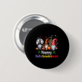 Badge Rond 5 Cm Joyeux Hallothanksmas Gnomes Lover Halloween Joyeu (Devant & derrière)