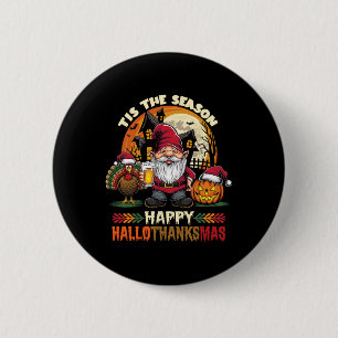 Badge Rond 5 Cm Joyeux Hallothanksmas Halloween Thanksgiving Joyeu
