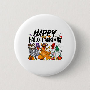 Badge Rond 5 Cm Joyeux Hallothanksmas Halloween Thanksgiving Xmas