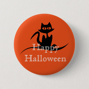 Badge Rond 5 Cm Joyeux Halloween Chat effrayant