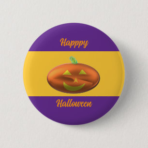 Badge Rond 5 Cm Joyeux Halloween Citrouille